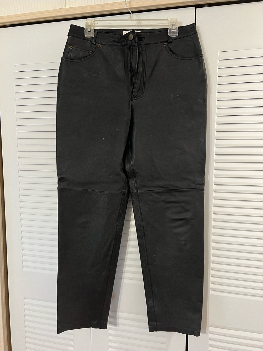 Vintage black leather pants by bagatelle. Smooth leather finish. Size 10